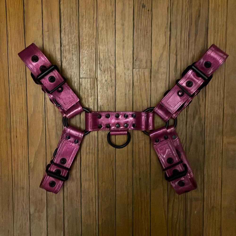 Rough Trade Gear Bulldog Hard Candy raspberry & black studded harness